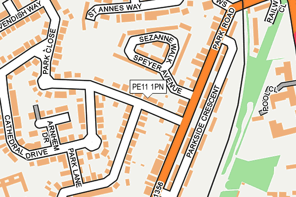 PE11 1PN map - OS OpenMap – Local (Ordnance Survey)