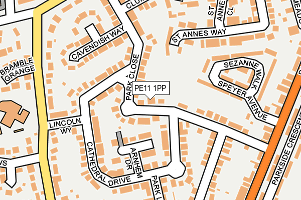 PE11 1PP map - OS OpenMap – Local (Ordnance Survey)