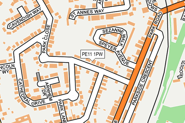 PE11 1PW map - OS OpenMap – Local (Ordnance Survey)