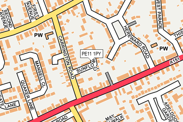 PE11 1PY map - OS OpenMap – Local (Ordnance Survey)