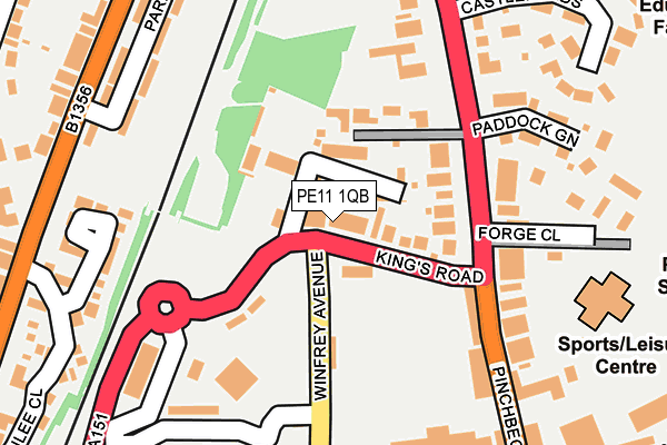 PE11 1QB map - OS OpenMap – Local (Ordnance Survey)