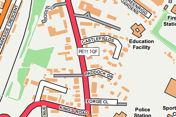 PE11 1QF map - OS OpenMap – Local (Ordnance Survey)