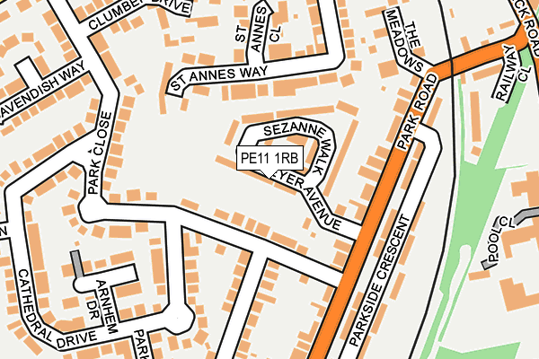 PE11 1RB map - OS OpenMap – Local (Ordnance Survey)