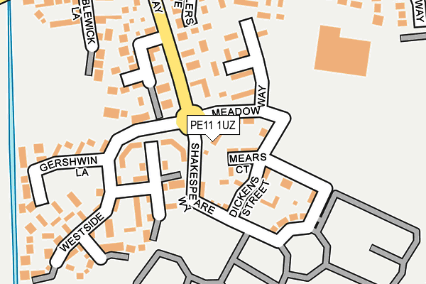 PE11 1UZ map - OS OpenMap – Local (Ordnance Survey)