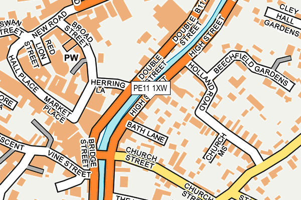 PE11 1XW map - OS OpenMap – Local (Ordnance Survey)