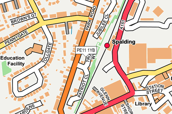 PE11 1YB map - OS OpenMap – Local (Ordnance Survey)