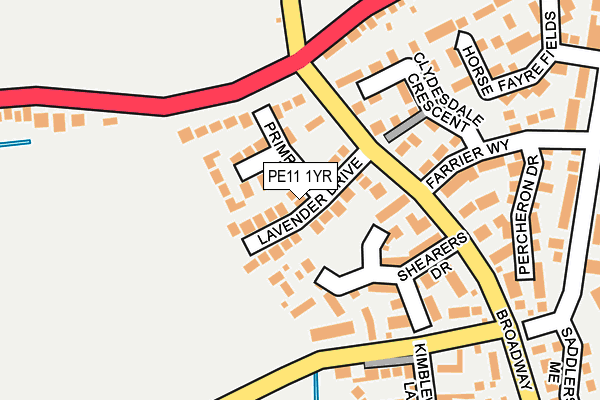 PE11 1YR map - OS OpenMap – Local (Ordnance Survey)