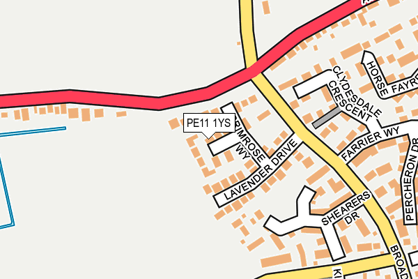 PE11 1YS map - OS OpenMap – Local (Ordnance Survey)