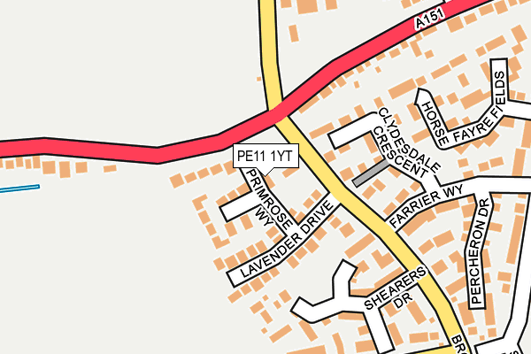 PE11 1YT map - OS OpenMap – Local (Ordnance Survey)
