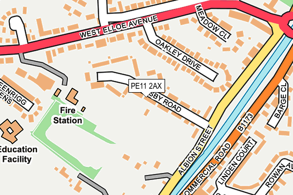 PE11 2AX map - OS OpenMap – Local (Ordnance Survey)