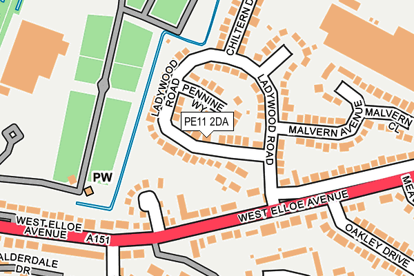 PE11 2DA map - OS OpenMap – Local (Ordnance Survey)