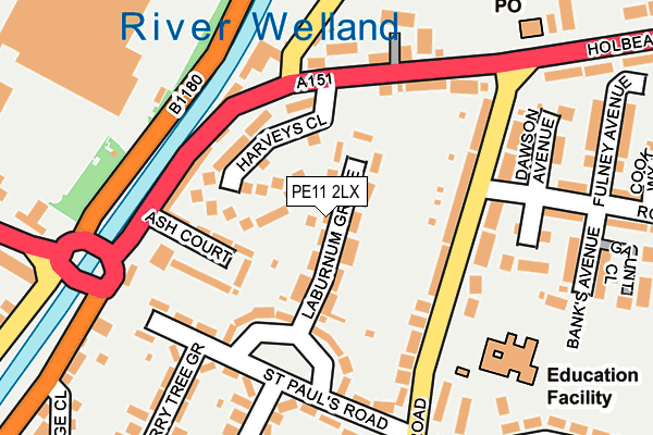 PE11 2LX map - OS OpenMap – Local (Ordnance Survey)