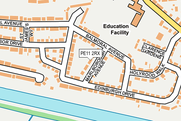 PE11 2RX map - OS OpenMap – Local (Ordnance Survey)