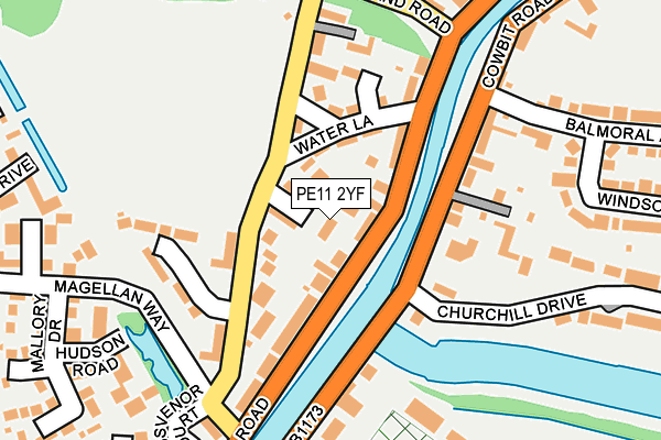 PE11 2YF map - OS OpenMap – Local (Ordnance Survey)