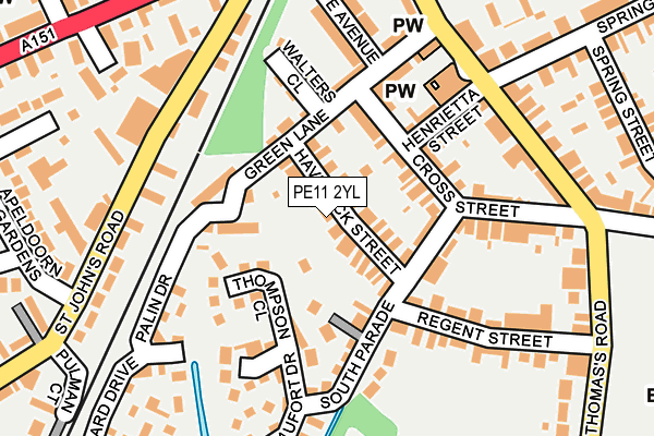 PE11 2YL map - OS OpenMap – Local (Ordnance Survey)