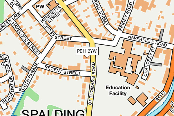 PE11 2YW map - OS OpenMap – Local (Ordnance Survey)
