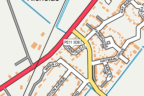 PE11 3DB map - OS OpenMap – Local (Ordnance Survey)