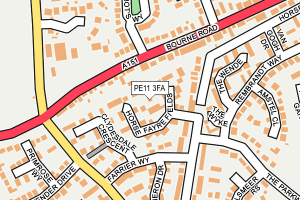 PE11 3FA map - OS OpenMap – Local (Ordnance Survey)