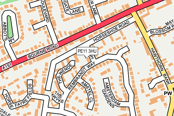 PE11 3HU map - OS OpenMap – Local (Ordnance Survey)