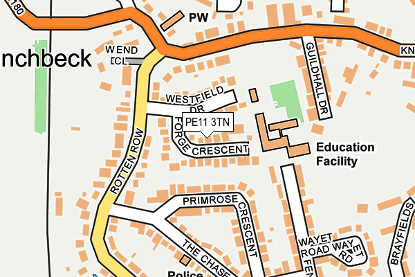 PE11 3TN map - OS OpenMap – Local (Ordnance Survey)