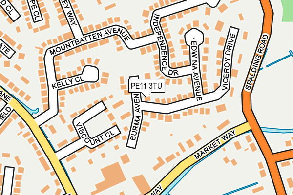 PE11 3TU map - OS OpenMap – Local (Ordnance Survey)