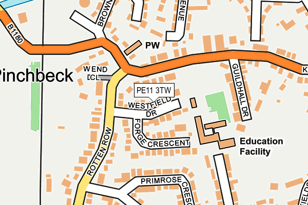 PE11 3TW map - OS OpenMap – Local (Ordnance Survey)