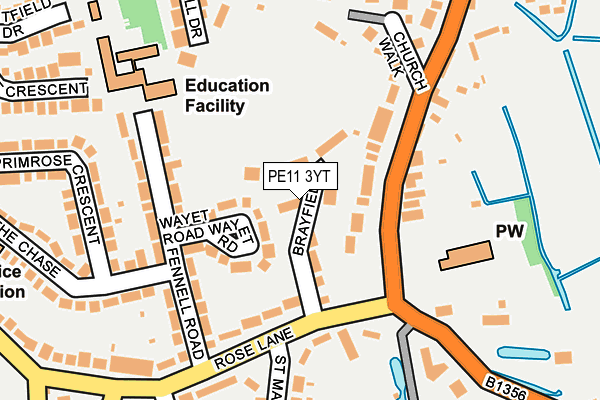 PE11 3YT map - OS OpenMap – Local (Ordnance Survey)