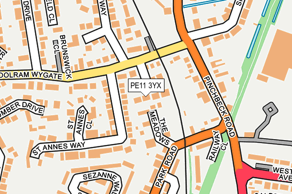 PE11 3YX map - OS OpenMap – Local (Ordnance Survey)