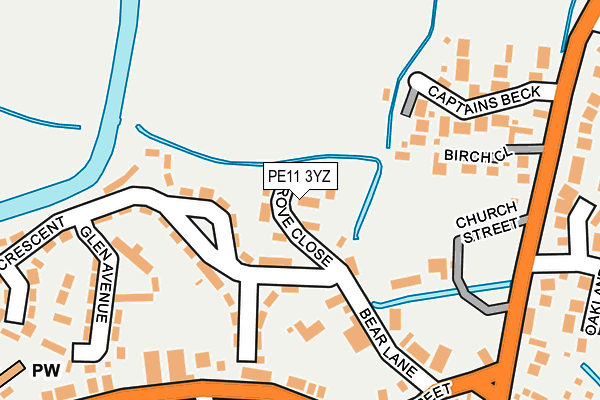 PE11 3YZ map - OS OpenMap – Local (Ordnance Survey)