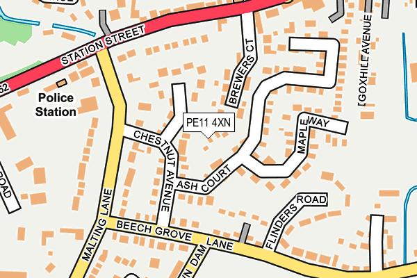 PE11 4XN map - OS OpenMap – Local (Ordnance Survey)