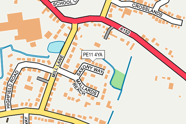 PE11 4YA map - OS OpenMap – Local (Ordnance Survey)