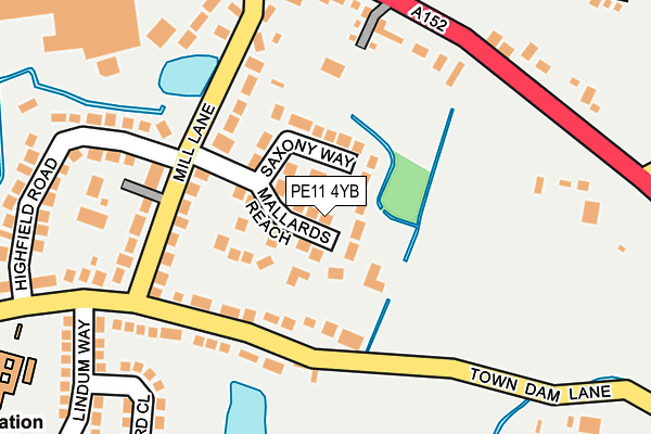 PE11 4YB map - OS OpenMap – Local (Ordnance Survey)