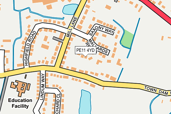 PE11 4YD map - OS OpenMap – Local (Ordnance Survey)