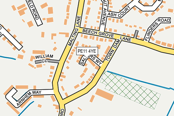 PE11 4YE map - OS OpenMap – Local (Ordnance Survey)