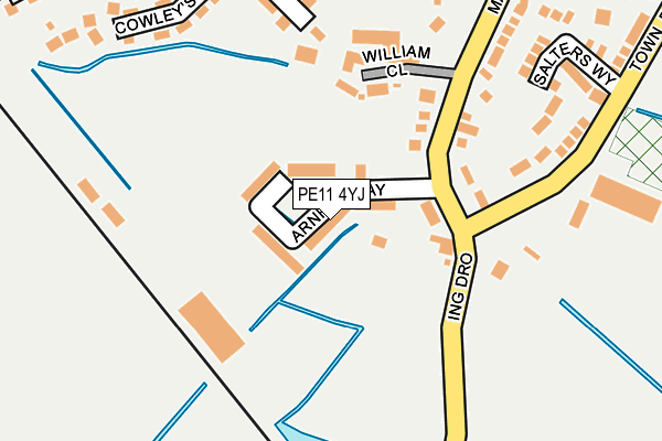 PE11 4YJ map - OS OpenMap – Local (Ordnance Survey)