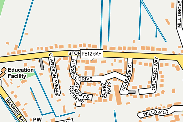 PE12 6AH map - OS OpenMap – Local (Ordnance Survey)