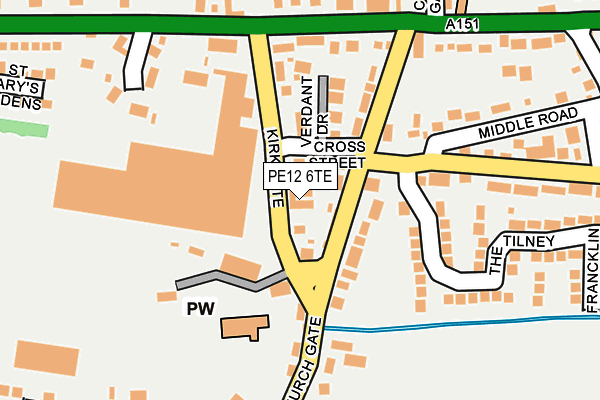 PE12 6TE map - OS OpenMap – Local (Ordnance Survey)