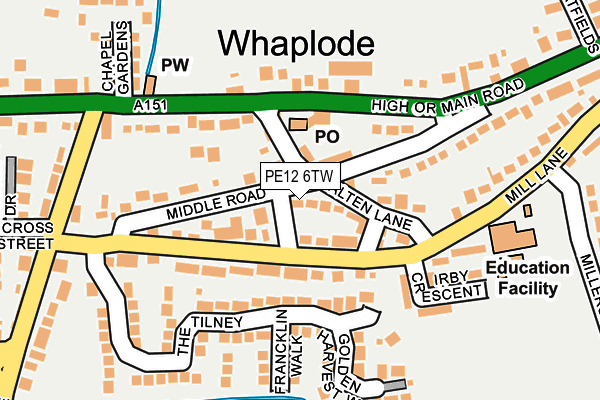 PE12 6TW map - OS OpenMap – Local (Ordnance Survey)