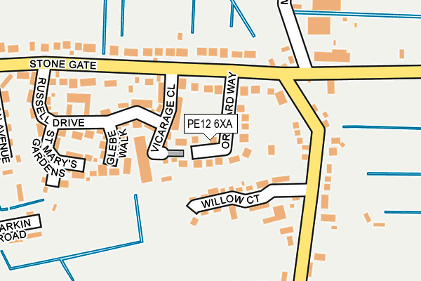 PE12 6XA map - OS OpenMap – Local (Ordnance Survey)