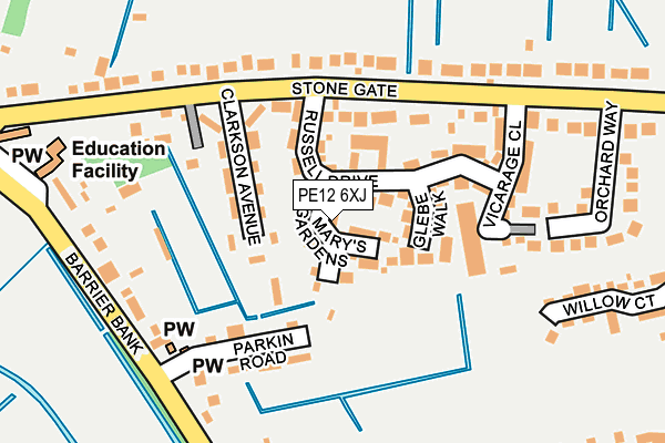 PE12 6XJ map - OS OpenMap – Local (Ordnance Survey)