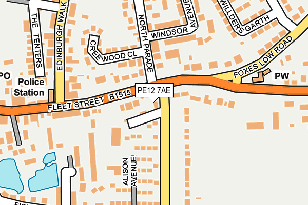 PE12 7AE map - OS OpenMap – Local (Ordnance Survey)