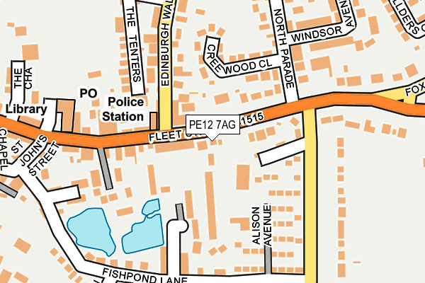 PE12 7AG map - OS OpenMap – Local (Ordnance Survey)