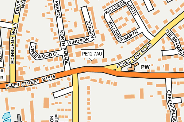 PE12 7AU map - OS OpenMap – Local (Ordnance Survey)