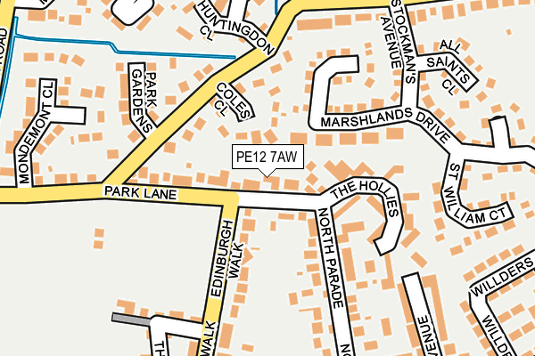 PE12 7AW map - OS OpenMap – Local (Ordnance Survey)