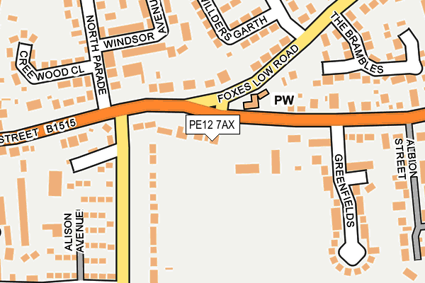 PE12 7AX map - OS OpenMap – Local (Ordnance Survey)