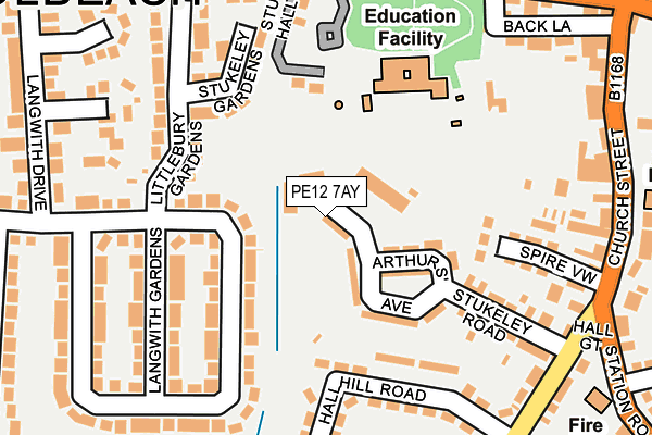 PE12 7AY map - OS OpenMap – Local (Ordnance Survey)