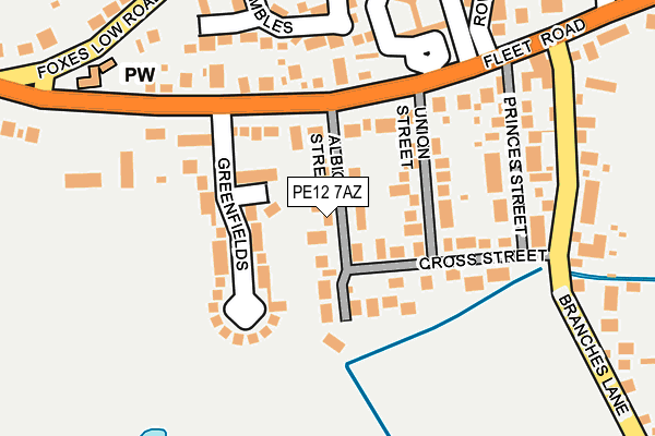 PE12 7AZ map - OS OpenMap – Local (Ordnance Survey)