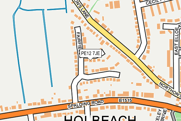 PE12 7JE map - OS OpenMap – Local (Ordnance Survey)