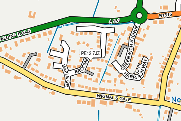 PE12 7JZ map - OS OpenMap – Local (Ordnance Survey)