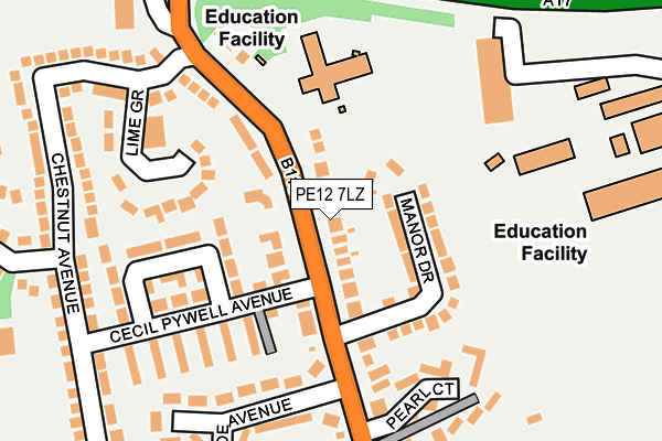 PE12 7LZ map - OS OpenMap – Local (Ordnance Survey)